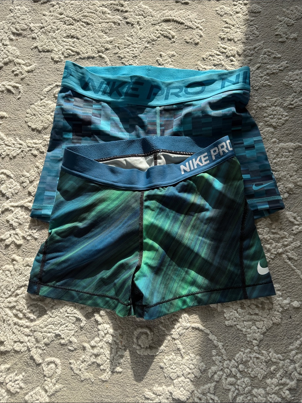 Nike Pro Women's Athletic Shorts Duo in Teal and Turquoise